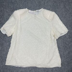 Laurence Kazar Shirt Womens XL Cream Silk Beaded Party Wedding Date Night Ladies